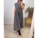 2024 Autumn New Cross-border European And American Women's Clothing Elegant Fashion Round Neck Sleeveless Pleated Long_ecoleips.com