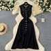 YuooMuoo Brand Fashion Single-breasted Knitted Summer Dress Women Vintage Pockets A-line Long Shirt Dress Chic Vacation Robes_ecoleips.com