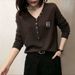 De Velvet Fall And Winter Women's Large Size Loose Net Red Bottoming Shirt Double-Sided Velvet Thin Ageing V-Necked_ecoleips.com
