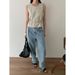 No Returns Or Exchanges, All-white Outfit With Waist Straps, U-neck Sleeveless Tank Top Wo, Slimming Outerwear For_ecoleips.com