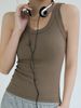 K Thread Lined Camisole With Chest Cushion, Solid Color Inside And Out, And A Top That Covers The Breasts_ecoleips.com
