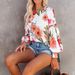 Printed Ruffle Puff Sleeve Round Neck Blouse – Stylish Pullover Top For Women_ecoleips.com
