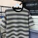 Men's Women's And Couple's American Style Summer Striped T-Shirt Short Sleeved Digital Print Loose Fit Fashionable round Neck Top_ecoleips.com