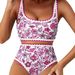 Women's Sexy Bikini Swimsuit Flower Bud Print One Piece Swimwear Regular Fit Polyester Spring/Summer/Autumn Seasonal Wear_ecoleips.com