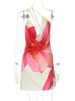 TARUXY One-shoulder Sexy Printed Dress Draped Swinging Collar Beach Vacation Mini Dress Elegant Sleeveless Female High Waist_ecoleips.com