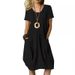 2026 Summer New European American Style Cotton Linen Solid Color Loose Round Neck Short Sleeve Women's Dress Fashionable_ecoleips.com