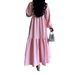 Women's Clothing Muslim Solid Color High Neck Long With Belt Fashion Elegant Dress_ecoleips.com
