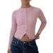 DiYun European And American Y2K Hot Girl Solid Color Long Sleeve Inner Vest Knitwear Women's Clothing 2025 Autumn/Winter_ecoleips.com