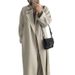Women's Mid-length Woolen Suit Collar Loose Tie Double-sided Woolen Coat_ecoleips.com