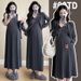 Autumn New Korean Fashion 2-Piece Knitted Maternity Dress For Pregnant Women_ecoleips.com