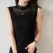 White Lace Wool Sweater Knitted Base Shirt French Style Sleeveless Camisole Women Half High Collar Inner Layer Suit_ecoleips.com