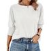 Cross-border Women's 2026 Fashion Top, 7/8 Sleeve T-shirt, European And American Round Neck Basic Business Lace_ecoleips.com