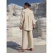 Plus Size Women's Loose Two Piece Set Solid Color Fashionable Spring Autumn Mid Length Apricot Blue Black Clothing_ecoleips.com