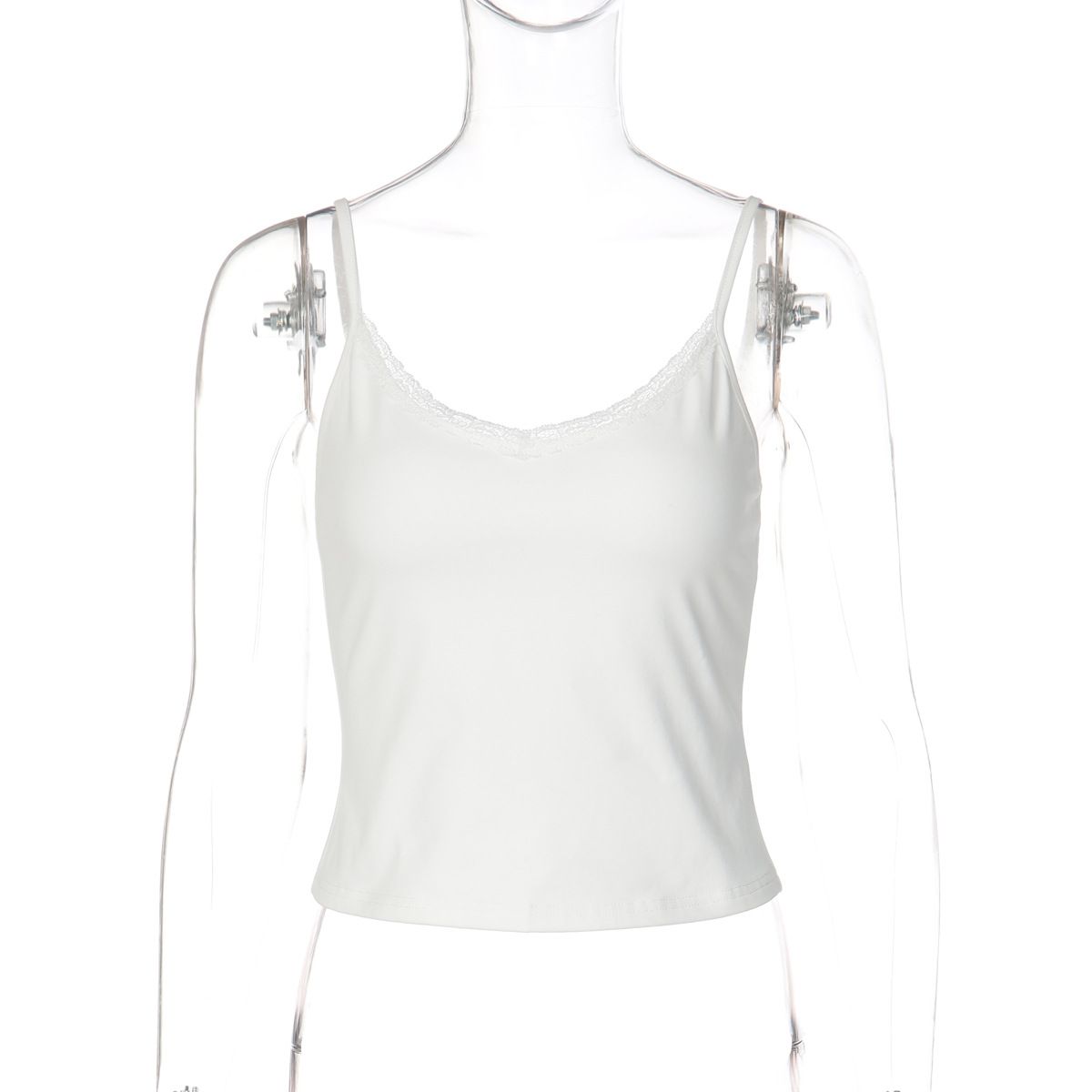 Women's Lace Trim Camisole Slimming Top For Inner Or Outer Wear Versatile Solid Color Spring_ecoleips.com