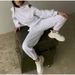 Women's Clothing Two Piece Sports Navel Baring Hooded Sweatshirt Wide Leg Trousers Suit Women_ecoleips.com