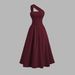 Women's Clothing Sexy Off-Shoulder Sleeveless Sleek & Stylish Dress Fashion Pleated A-Line Waist Fashion_ecoleips.com