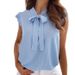 Women's Polka Dot Bow Collar Shirt Top Sleeveless Style Blouse Casual Vintage Floral Print Square Neck Tank Summer_ecoleips.com