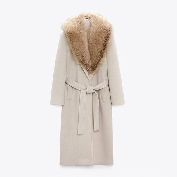 Luxury Faux-Fur Collar Wool Coat – Elegant Long Winter Overcoat With Detachable Fur Trim (S/M/L, Beige/Khaki For Timeless Sophistication)_ecoleips.com