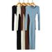 European And American Style INS Hot Girl Stretchy Slim-fit Ribbed Geometric Pattern Knitted Bodycon Dress With Long_ecoleips.com
