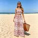 Summer Bohemian Print Two Piece Set Bandeau Top And Wide Leg Pants Women's Style Hot Selling_ecoleips.com