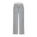 Voya 2026 European American Women's New Casual Straight-leg Pants With Drawstring Waist, Contrasting Colors,Oversized Slimming Loose Pants_ecoleips.com
