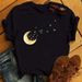 women's Fashion Loose-fitting Moon Star Short-sleeve T-shirt, European And American Style_ecoleips.com