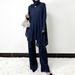Modest Abaya Dress Elegant Two-Piece Maxi Dress Set – Flowy Tencel Tunic & Pleated Skirt With High Waist_ecoleips.com
