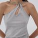 In-stock Spanish Original Design, Sexy And Alluring Asymmetrical Halter Neck Tank Top With Unique Design_ecoleips.com