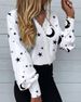 2025 Spring/Summer New Women's Fashion Printed Lace Trim Casual Shirt_ecoleips.com