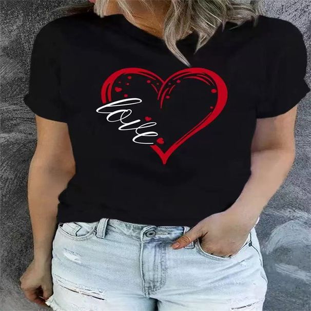 Cross-border In-stock European And American New Printed T-shirt, Round Neck, Loose Fit, Plus Size, Short-sleeved_ecoleips.com