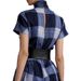 2026 Cross-Border European And American Women's Fashion Multi-Color Plaid Dress With High Collar, Slim Fit, Bell-Shaped_ecoleips.com