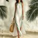 Women's Sleeveless Relaxed Fit Maxi Dress Casual Side Stripe Split Hem Linen Blend for Vacation And Daily Wear Blue Black Brown Red Green_ecoleips.com
