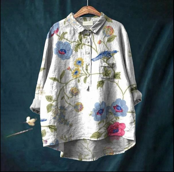 Verve New Women's Casual Animal Print Hawaiian Long Sleeve Shirt_ecoleips.com