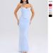 2025 Cross-Border European And American Style Blue Strapless Crop Top + High Waist Bodycon Pencil Skirt Slim Fit_ecoleips.com