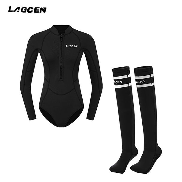Aria Basics LAGCEN/3MM Neoprene Diving For Women, One-Piece Long-Sleeve Bikini Slim-Fit Swimsuit, Women's Surfing Suit_ecoleips.com