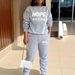Women's Clothing Fleece Lined Two Piece Set American Style Round Neck Casual Printed Sweatshirt Outfit_ecoleips.com