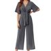Women's Clothing Summer Women's Solid Color V Neck Jumpsuit Simple Design Short Sleeved Clothing For Ladies_ecoleips.com