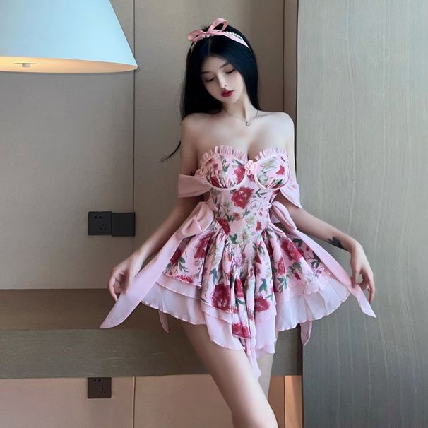 18YX2272 European And American 2026 Cross-border Foreign Trade Wholesale Sexy Pure Desire Strapless Floral_ecoleips.com