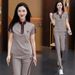 Women's Clothing Women's Stylish High-End Patchwork Sports Suit Set Summer Casual Collared Two Piece Set For Petite Figures Running_ecoleips.com
