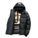 Women's Clothing Men's Winter Graphene Black Gold Hooded Puffer Jacket - Warm Windproof Coat With Polyester Fill, Loose Fit, Zipper Closure_ecoleips.com