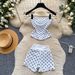 Women's Summer Outfit Gentle And Feminine Red Polka Dot Strapless Vest High Waisted Shorts Two Piece Set Slimming Simple_ecoleips.com