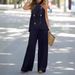 European American Cross-border Women's Clothing 2025 New Style Halter Neck Solid Color Sleeveless Suit With Wide-leg_ecoleips.com
