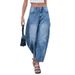 Women's Loose Straight Leg Denim Jeans New Summer Style Washed Wide Leg Trousers_ecoleips.com