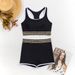 Women's Clothing Black Tank Top White Trim Bikini Two Piece Sports Swimsuit Boxer Briefs_ecoleips.com