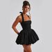 Women's Clothing Sexy Waist Slimming Puffy Skirt Halter Neck Tie Bow Dress_ecoleips.com
