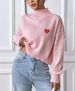 Aria Basics Aria Basics Women's Short Top, Cross-Border European And American Fashion, High-Neck Pullover Sweater, Loose Fit With Heart_ecoleips.com
