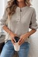 Effortless Elegance V-Neck Sweater – Ribbed Knit Pullover With Button Placket & Side Pockets (Dusty Pink / Khaki / Sage Green For Versatile Styling)_ecoleips.com