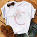 European And American Cross-border Foreign Trade Wholesale Women's Floral Letter Print Round Neck Plus-size Short-sleeve_ecoleips.com