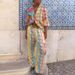 Summer Women's Elegant Casual Pants Suit V Neck Printed Lantern Sleeve Top And Pants Set Commuter Wear_ecoleips.com