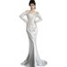 French Style Light Wedding Dress Simple Long Sleeve Off-Shoulder Bridal Gown Elegant White Mermaid Style_ecoleips.com